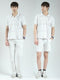 Men White Printed Collar Half Sleeve 3 Pc Combo Set