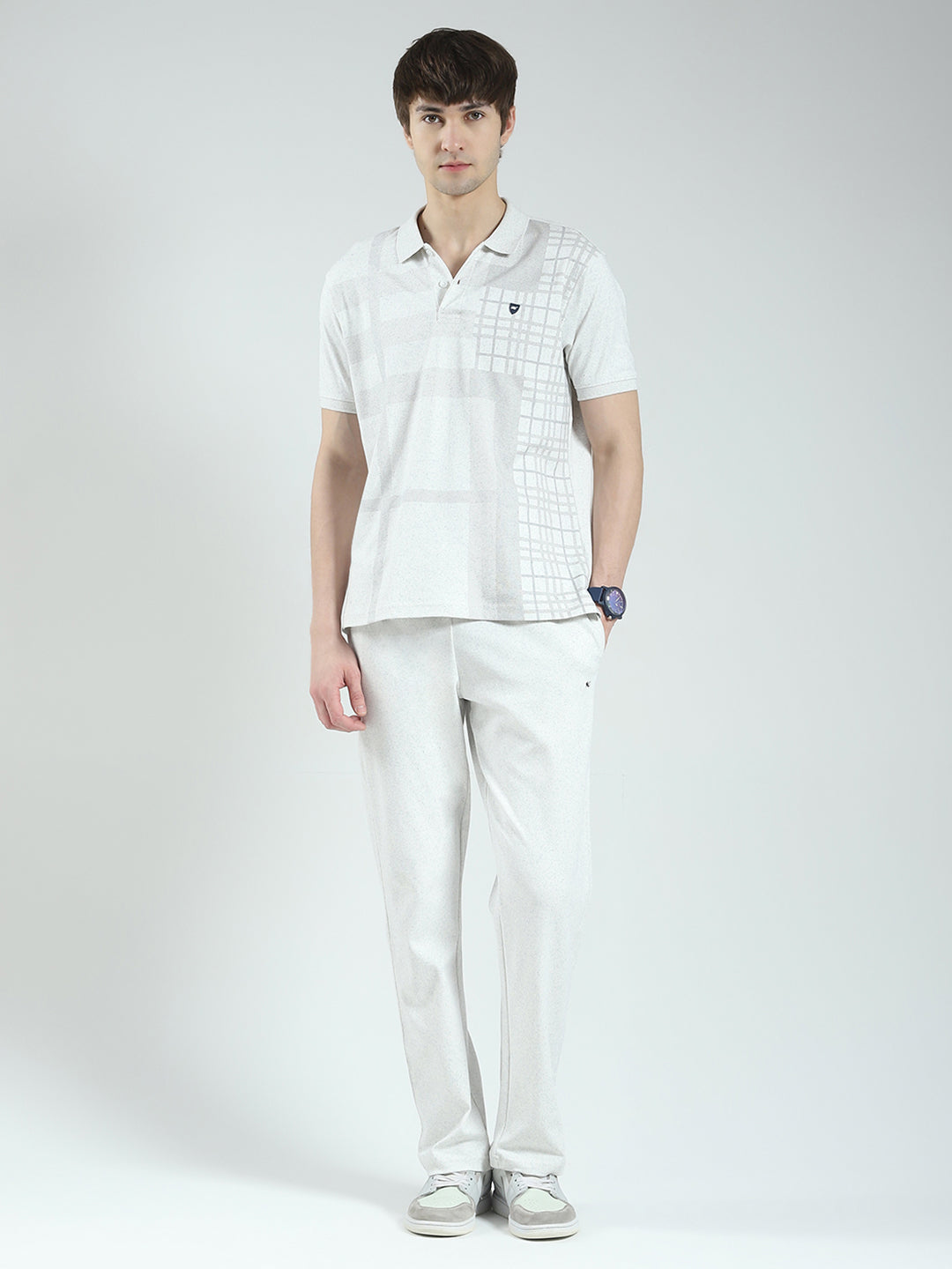 Men White Printed Collar Half Sleeve 3 Pc Combo Set