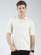 Luxuria Men Beige Self Design Collar Half Sleeve T-Shirt
