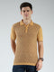 Luxuria Men Mustard Printed Collar Half Sleeve T-Shirt