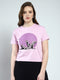 Women Purple Printed Round Neck Half Sleeve Top
