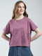 Women Mauve Solid Round Neck Half Sleeve Top