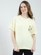 Women Yellow Printed Round Neck Half Sleeve Top