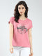 Women Pink Printed Round Neck Half Sleeve Top