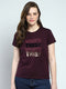 Women Maroon Printed Round Neck Half Sleeve Top
