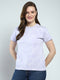 Women Purple Printed Round Neck Half Sleeve Top