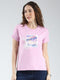 Women Purple Printed Round Neck Half Sleeve Top