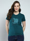 Women Green Printed Round Neck Half Sleeve Top