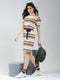 Women Multicolor Stripe Round Neck Half Sleeve Dress