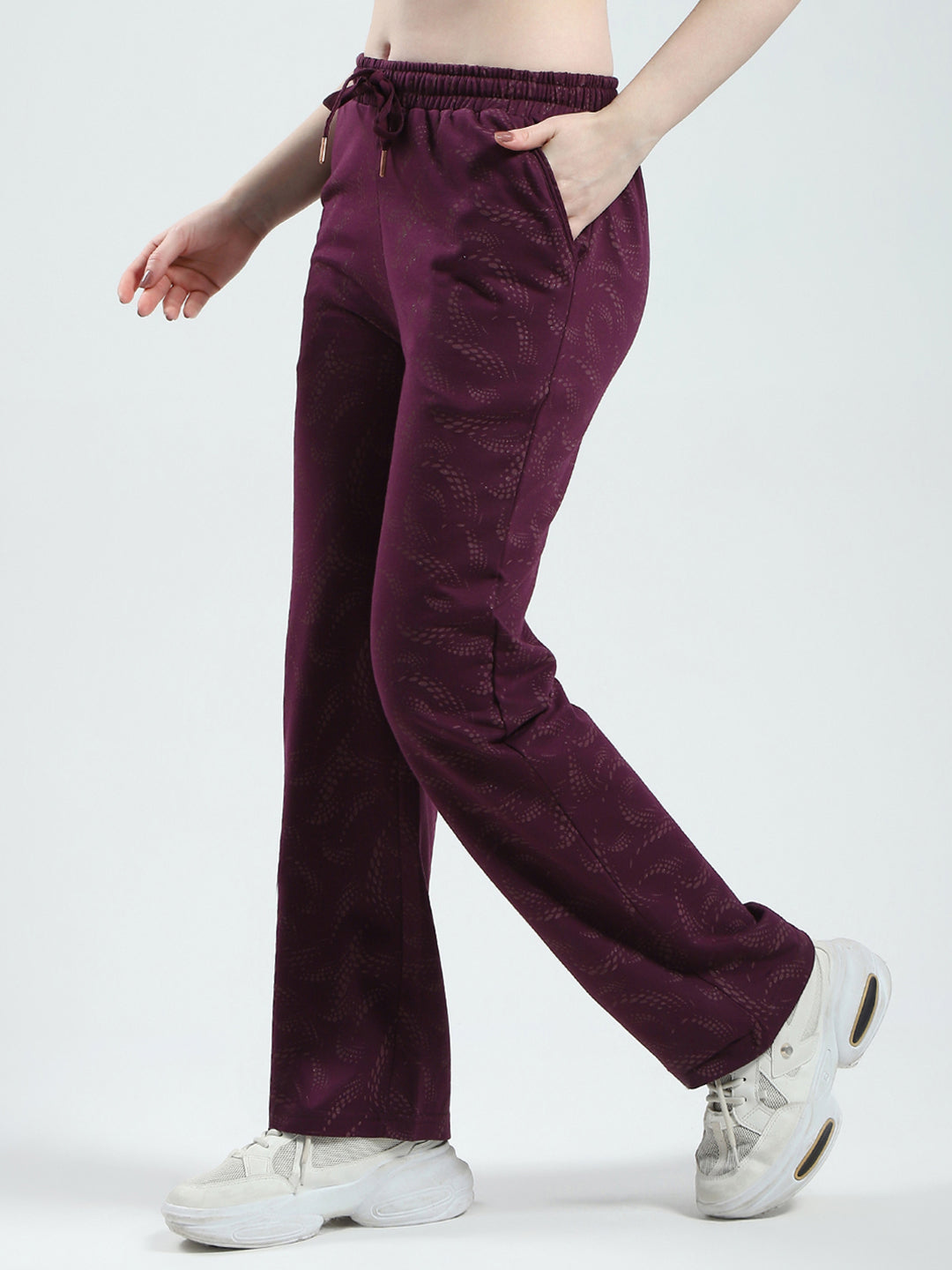 Women Maroon Printed Regular Fit Lower