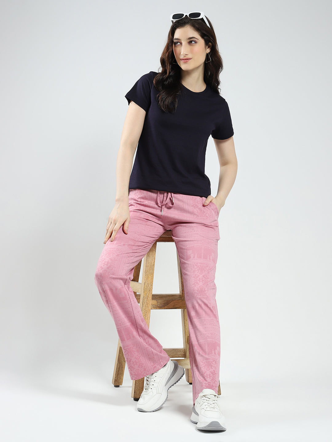 Women Pink Printed Regular Fit Lower