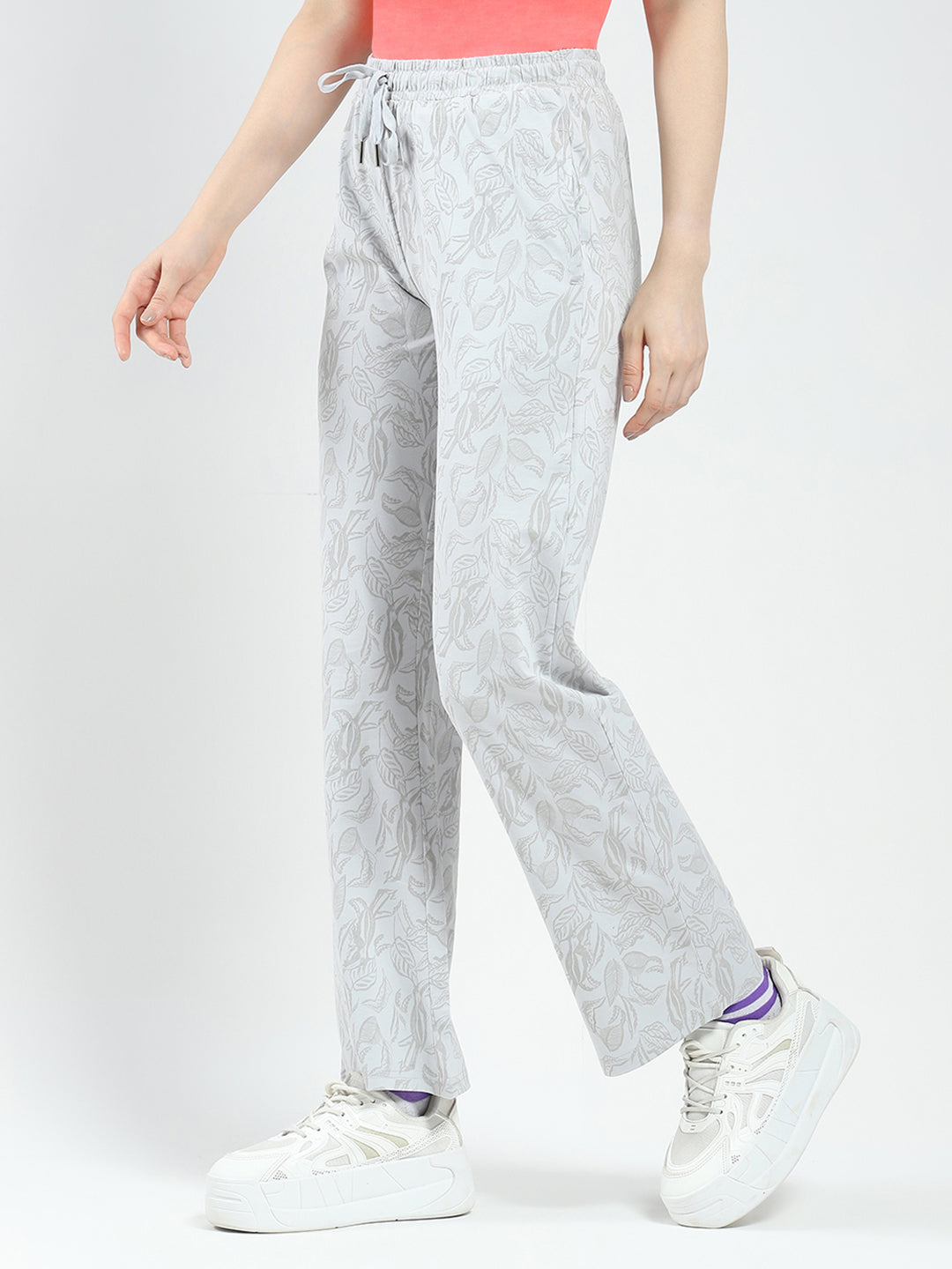 Women Grey Printed Regular Fit Lower