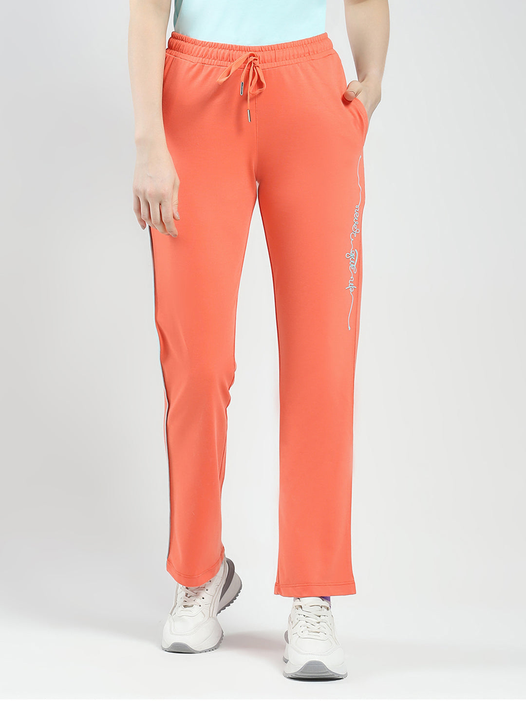 Women Orange Solid Regular Fit Lower