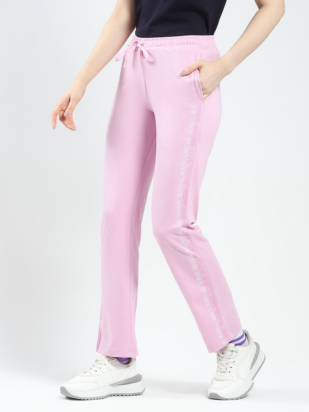 Women Purple Solid Regular Fit Lower