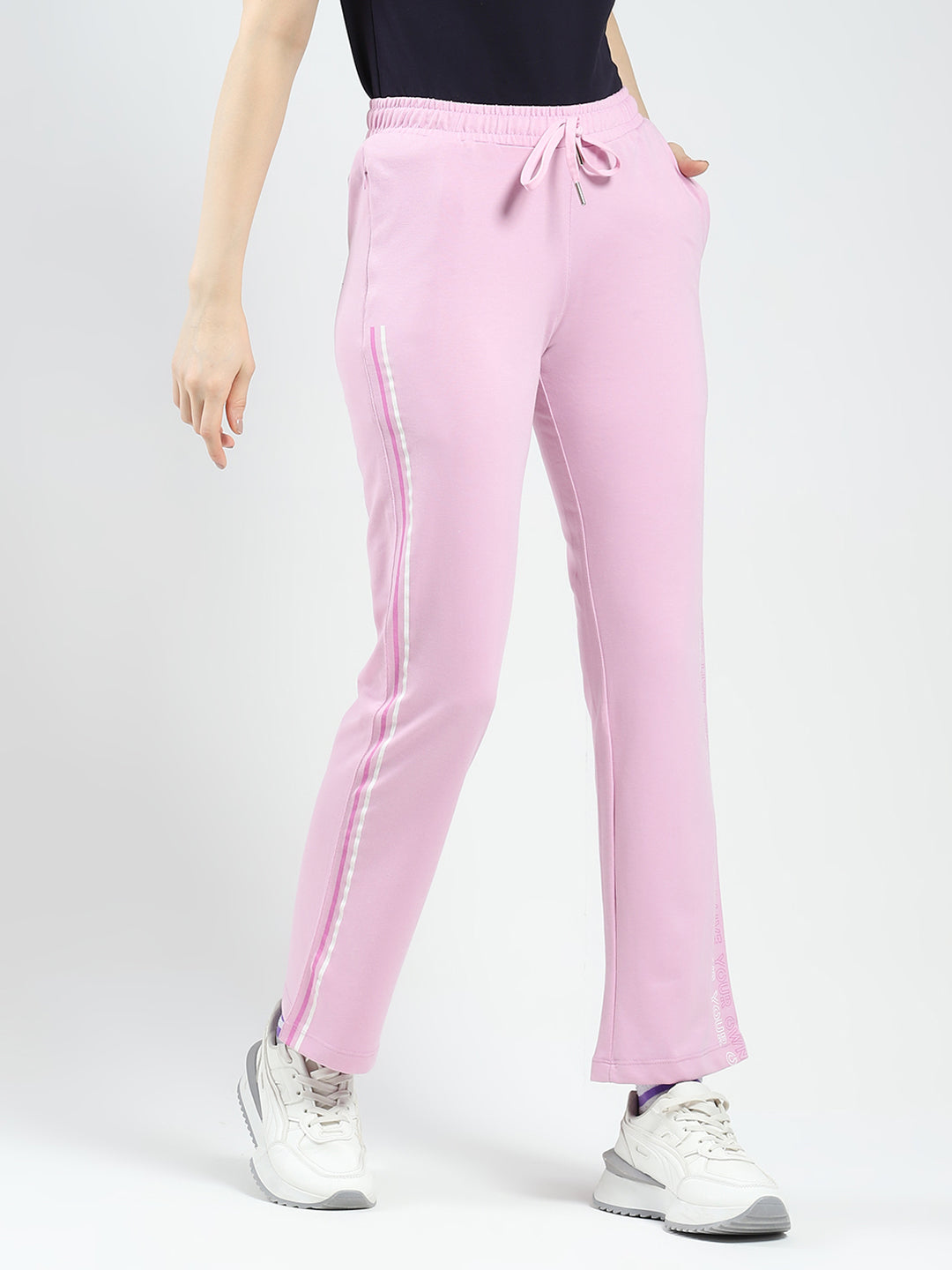 Women Purple Solid Regular Fit Lower