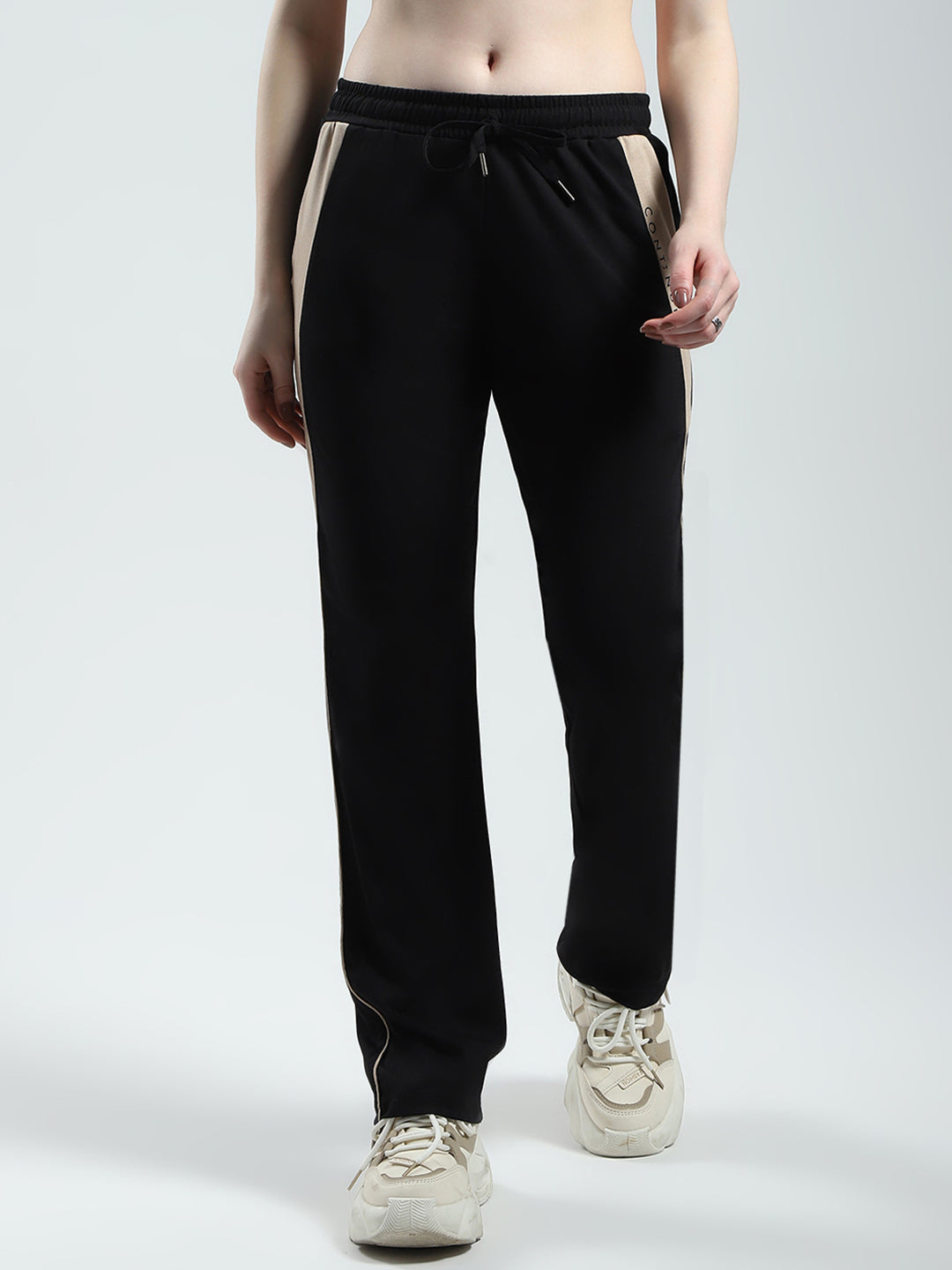 Women Black Solid Regular Fit Lower