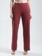 Women Maroon Self Design Regular Fit Lower
