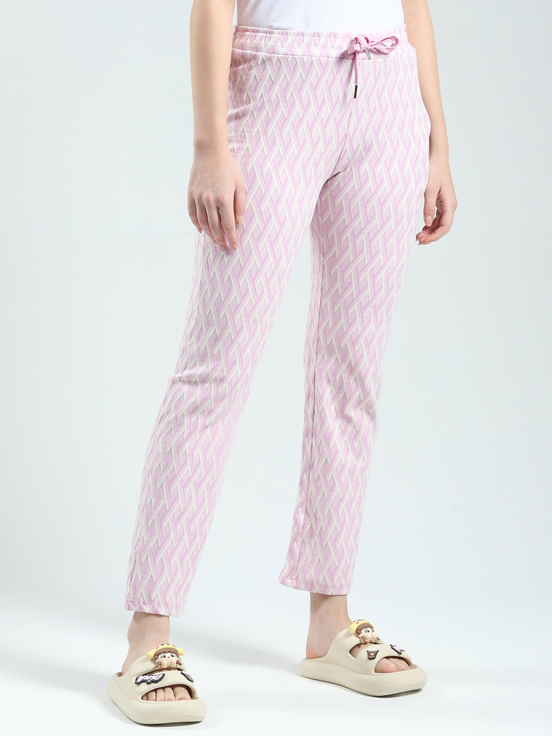 Women Purple Self Design Regular Fit Lower