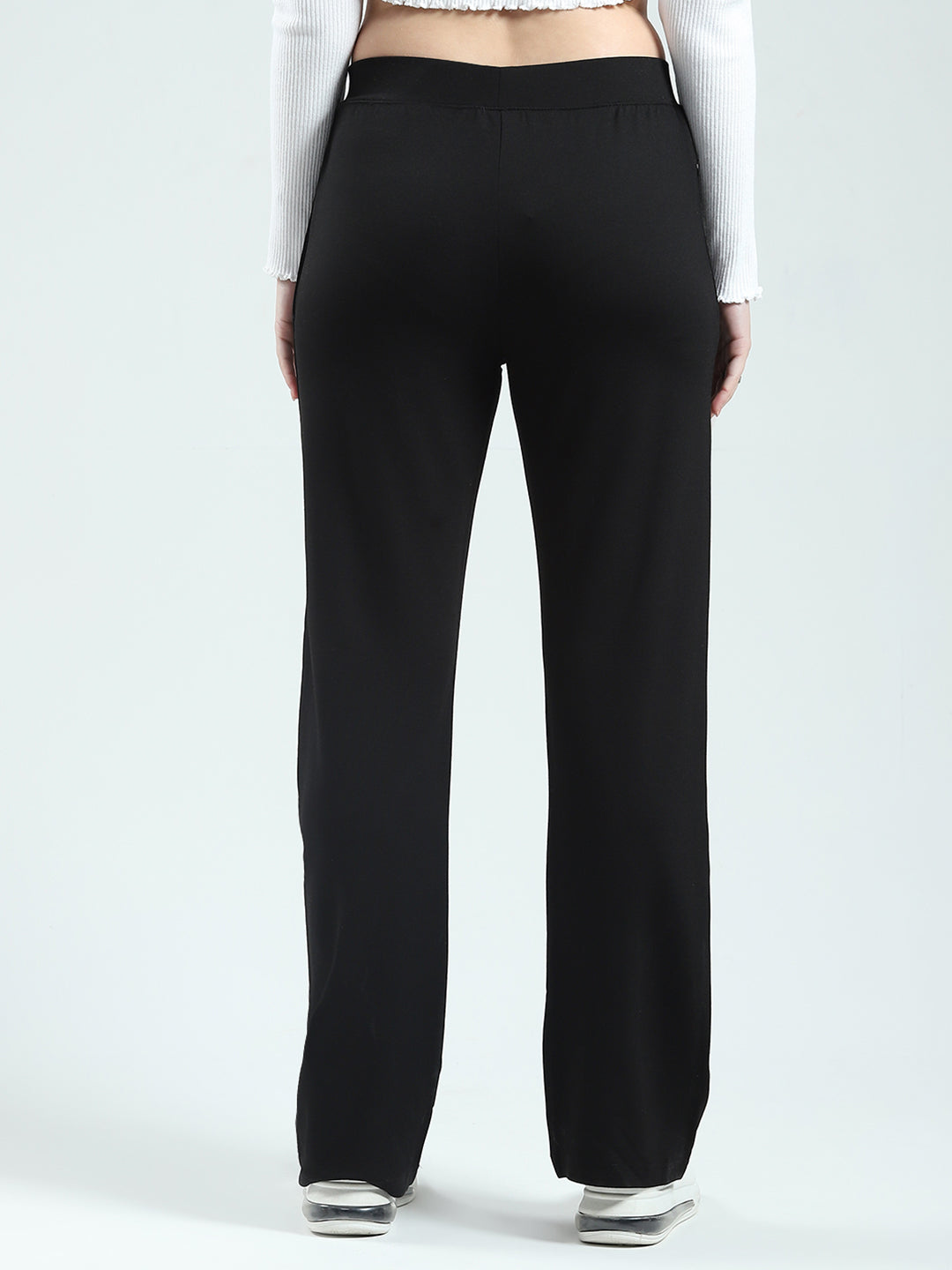Women Black Solid Regular Fit Lower