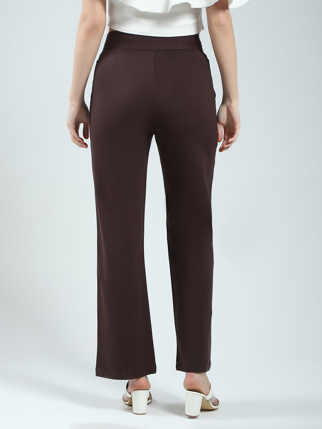 Women Brown Plain Regular Fit Jegging