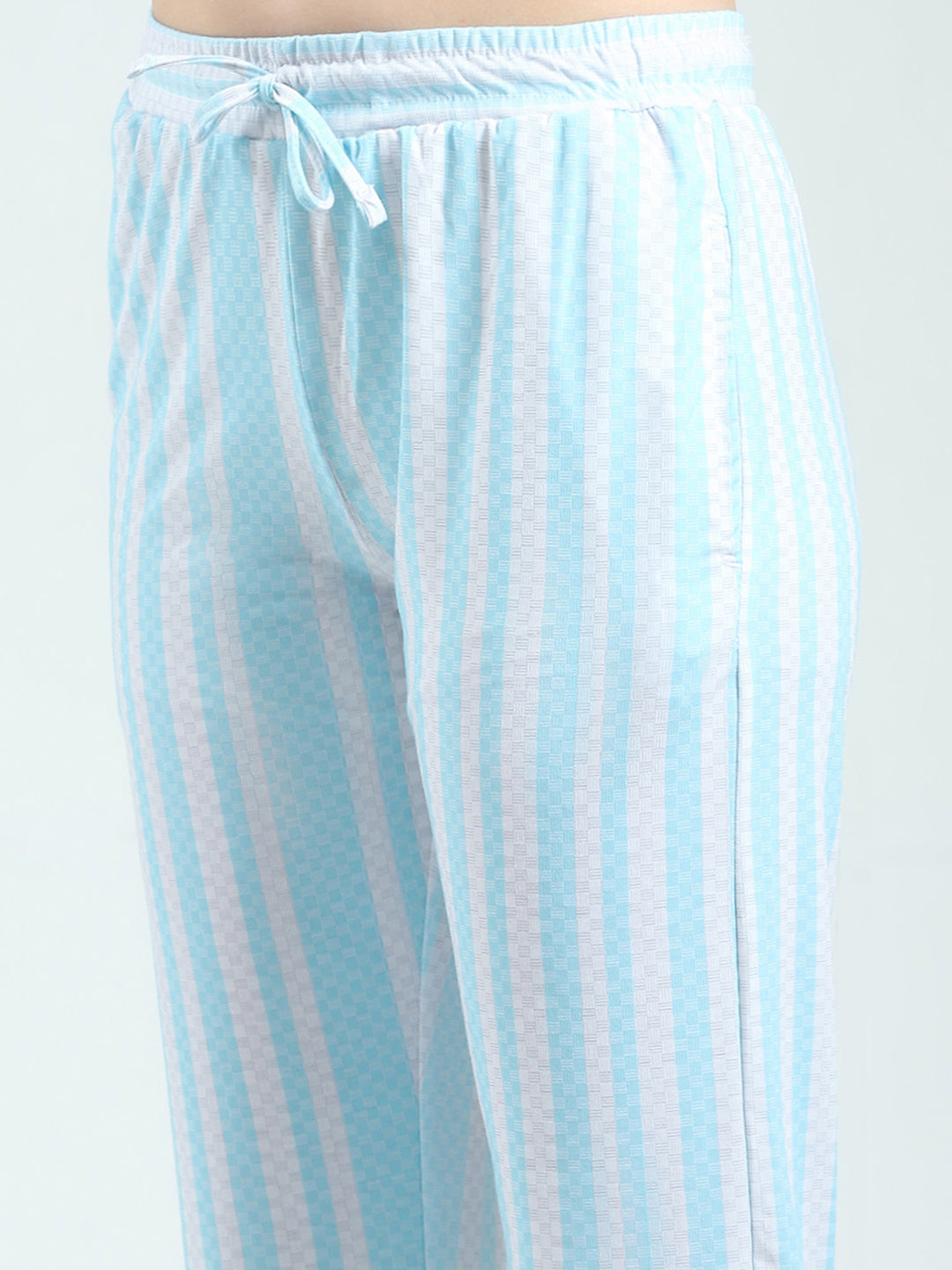 Women Blue Printed Round Neck Half Sleeve Lower Set