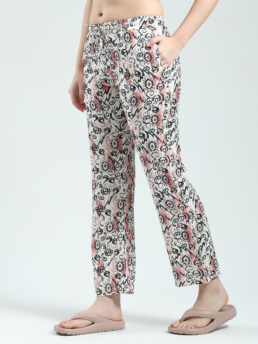 Women Blue Printed Round Neck Half Sleeve Lower Set