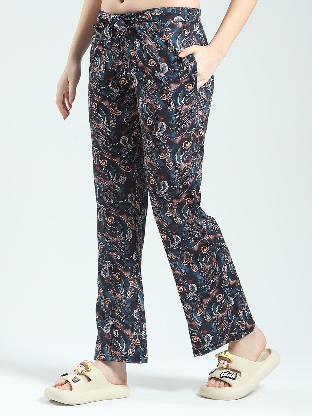 Women Rust Printed Round Neck Half Sleeve Lower Set