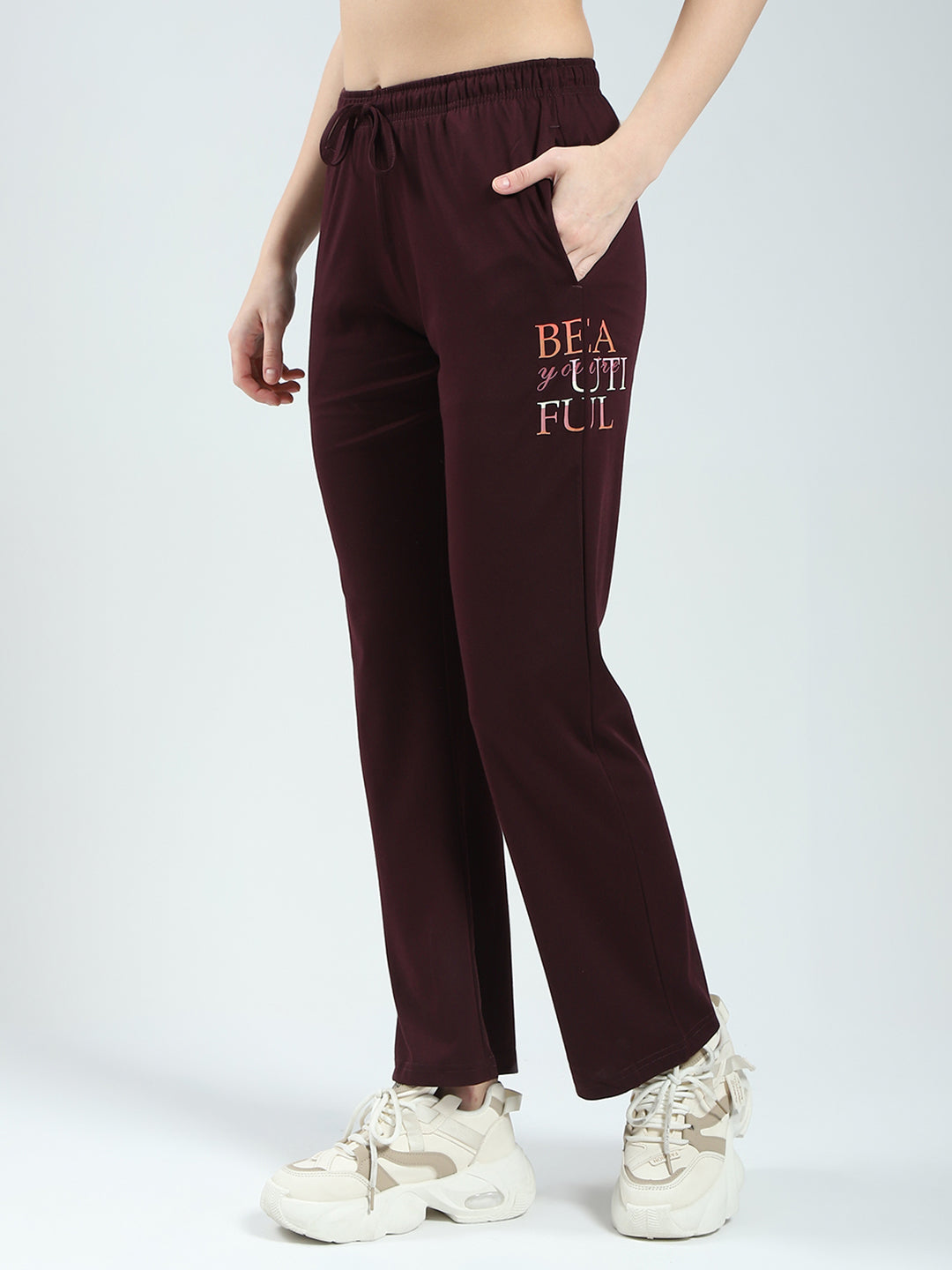 Women Burgundy Solid Round Neck Half Sleeve Lower Set
