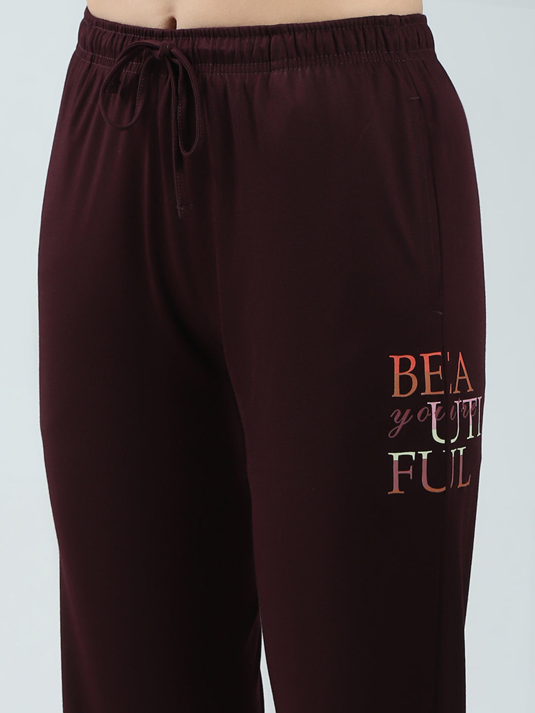 Women Burgundy Solid Round Neck Half Sleeve Lower Set