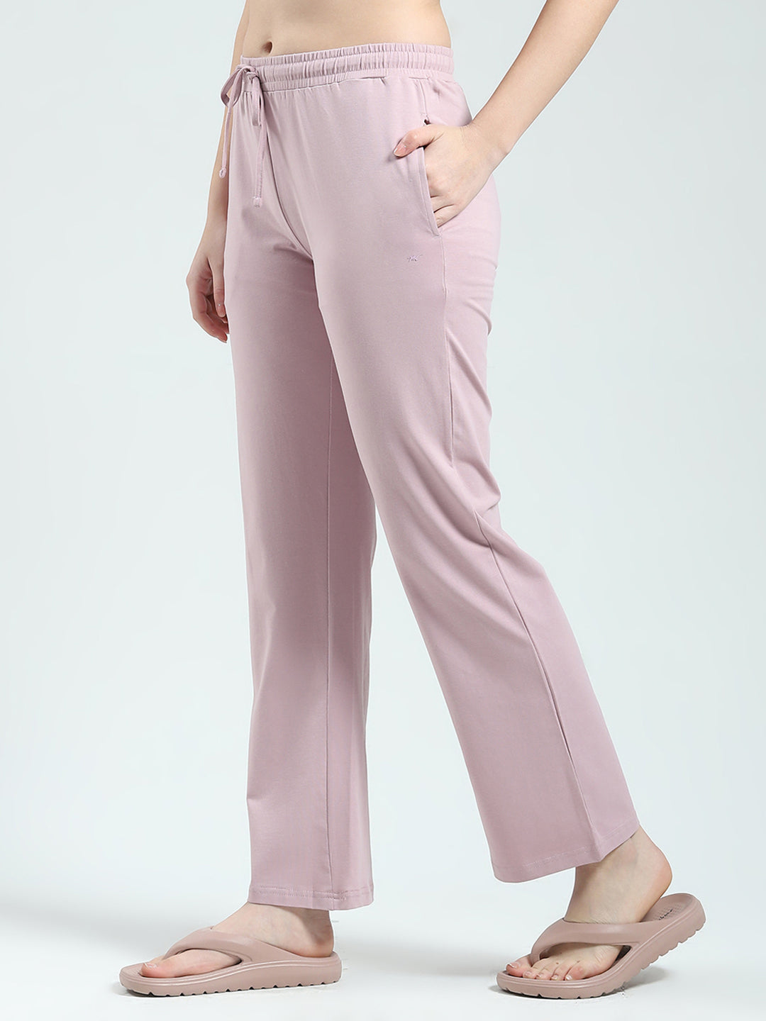 Women Pink Printed Round Neck 3/4th Sleeve Lower Set