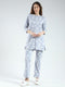Women Grey Printed Round Neck 3/4th Sleeve Lower Set