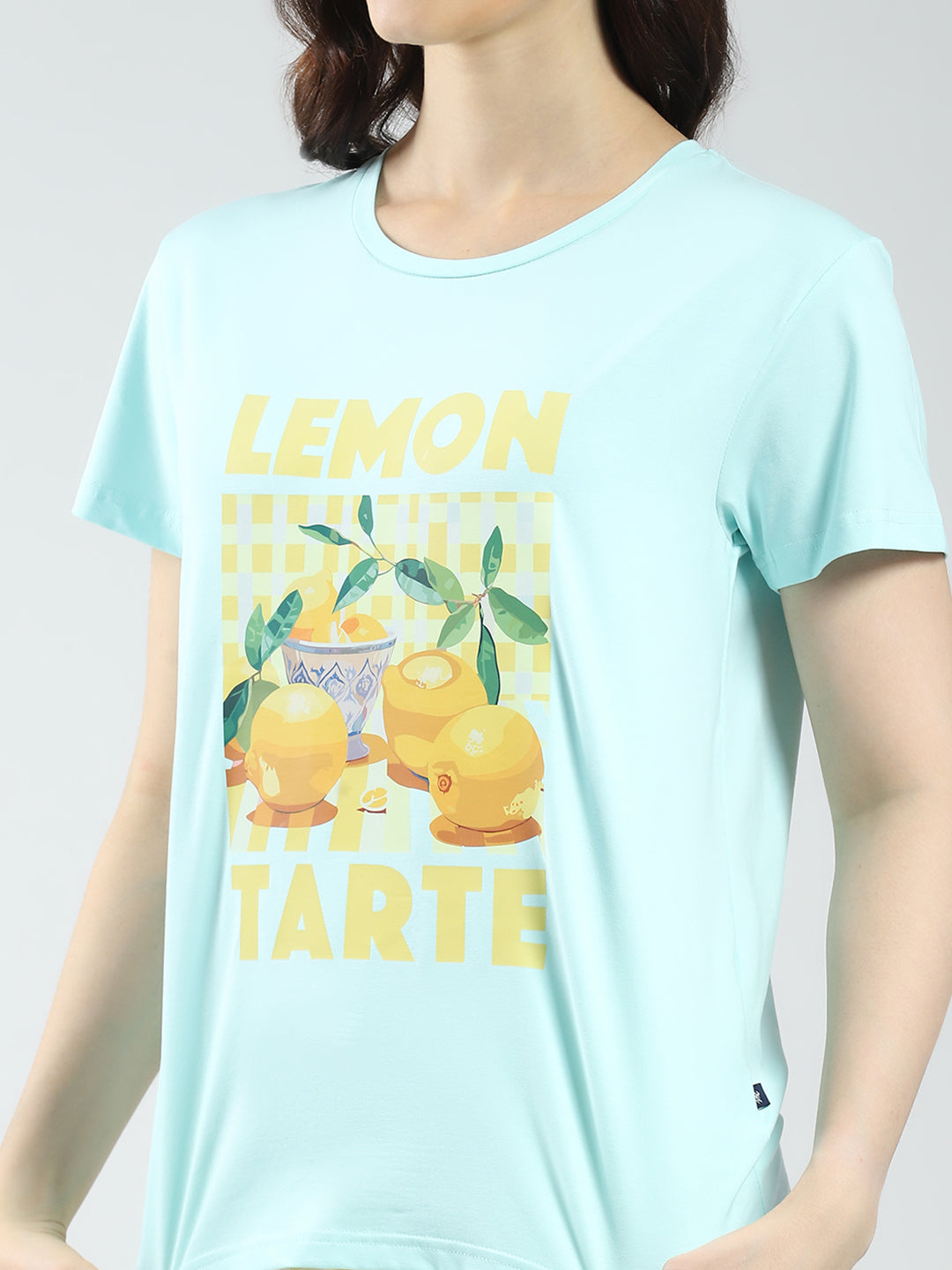 Women Blue Printed Round Neck Half Sleeve Combo 3Pc Set (T-Shirt, Shorts & Lower)