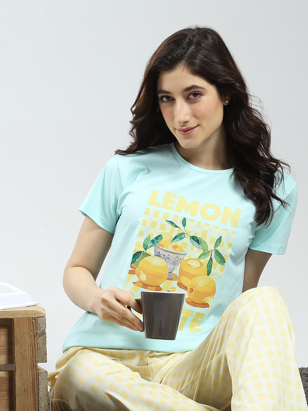 Women Blue Printed Round Neck Half Sleeve Combo 3Pc Set (T-Shirt, Shorts & Lower)