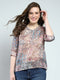 Women Multicolor Printed Round Neck 3/4th Sleeve Top