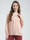 Women Pink Solid Round Neck Full Sleeve Top