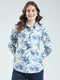 Women Blue Printed Collar Full Sleeve Top