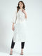 Women Off White Embroidered Round Neck 3/4th Sleeve Kurti