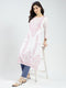 Women White Printed Round Neck 3/4th Sleeve Kurti