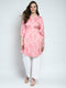 Women Pink Printed Round Neck 3/4th Sleeve Kurti