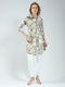 Women Green Printed Collar 3/4th Sleeve Tunic