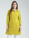 Women Mustard Solid Collar 3/4th Sleeve Tunic