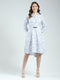 Women White Printed Round Neck 3/4th Sleeve Dress