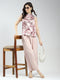 Women Pink Printed Band Neck Sleeveless Cords Set