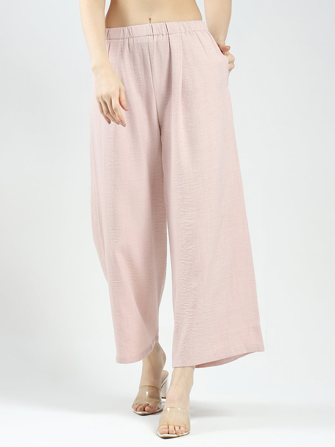 Women Pink Printed Band Neck Sleeveless Cords Set