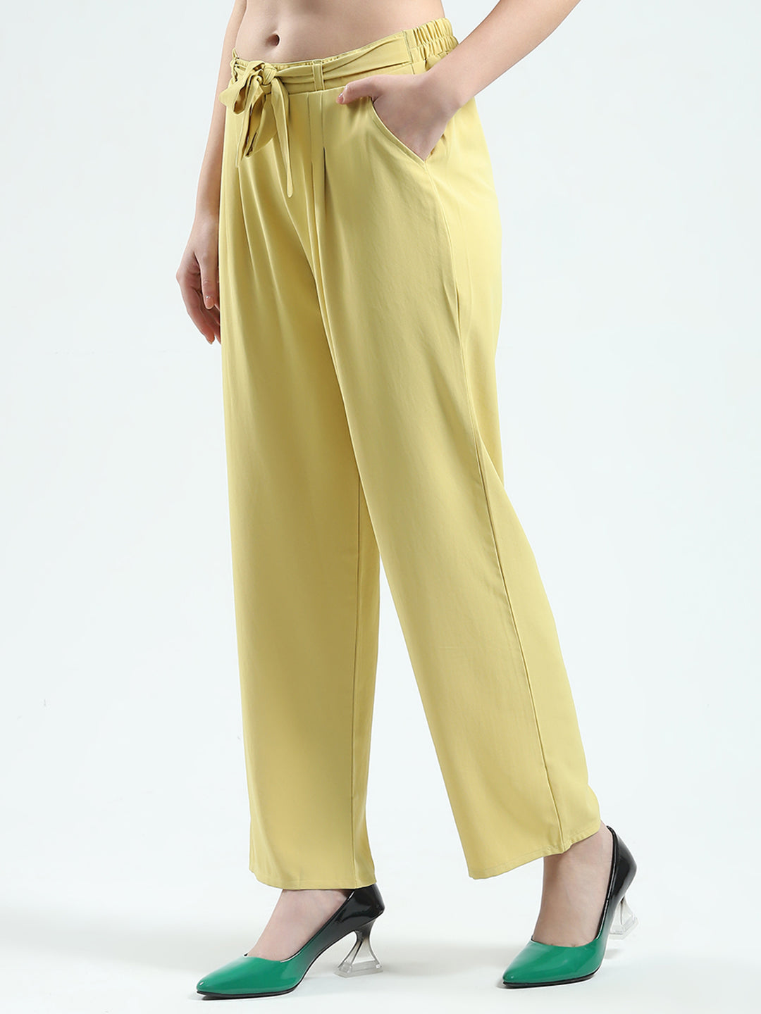 Women Green Printed Collar 3/4th Sleeve Cords Set