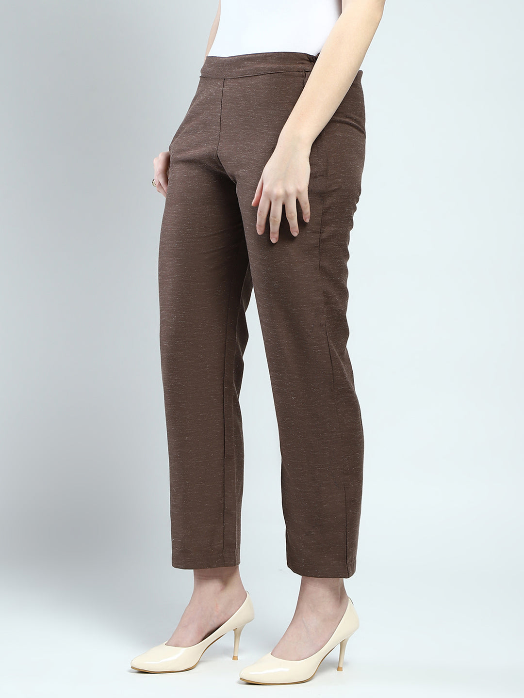 Women Brown Printed Round Neck 3/4th Sleeve Cords Set