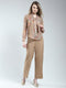 Women Brown Printed Collar Full Sleeve Cords Set