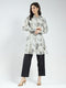 Women Grey & Black Printed Collar Full Sleeve Cords Set