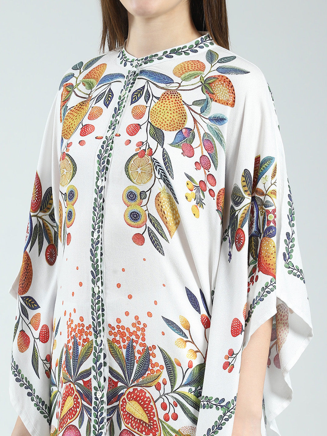 Women White Printed Round Neck Half Sleeve Cords Set