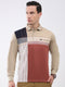 Men Khaki Abstract Collar Full Sleeve Winter T-Shirt